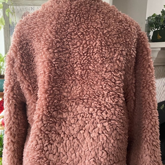 Zara jacket size S teddy bear pink fleece coat Teo pockets cozy - Picture 6 of 7